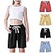 4-Pack Girls Cotton Linen Shorts Casual Kids Comfy Elastic Waist Loose Summer Beach Shorts with Pockets for 2-12 Years