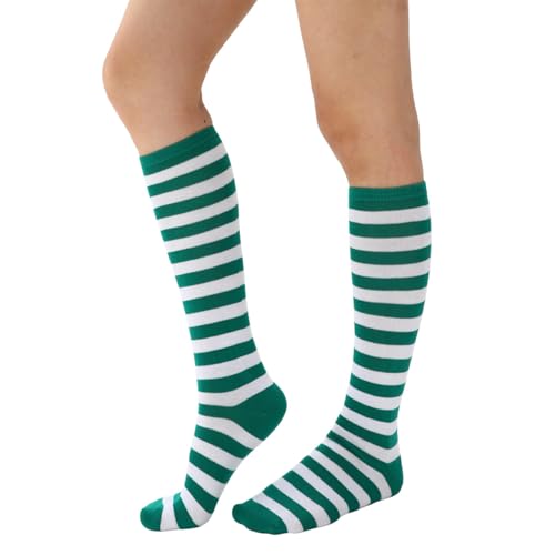 Image of Women's Knee High Athletic Socks Casual Stripes Tube Socks Outdoor Sport Socks