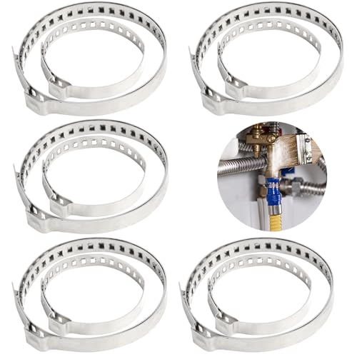 Batheidon Lot de 10 Colliers de Serrage pour Soufflet de Cardan, 5 Petits et 5 Grands, en Acier Inoxydable, Réglables, Universels, pour la Plupart des Véhicules