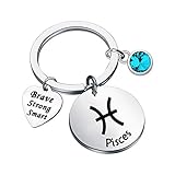 bobauna 12 Zodiac Constellation Disc Keychain Birthstone Horoscope Jewelry Astrology Gift For Family Friend (Pisces keychain) bobauna 12 Zodiac Constellation Disc Keychain Birthstone Horoscope Jewelry Astrology Gift For Family Friend (Pisces keychain)