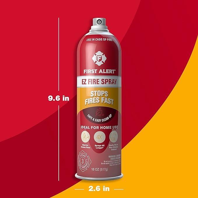 First Alert EZ Fire Spray, Extinguishing Aerosol Spray, AF400 Red