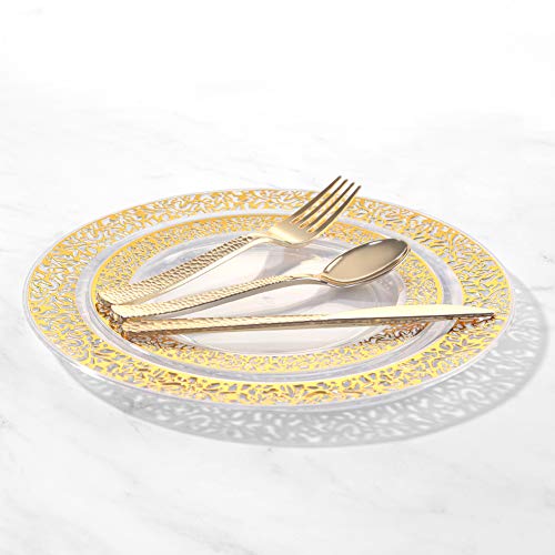 Supernal B07JKVL2FS 360Pcs Plastic Gold Silverware thumb #3
