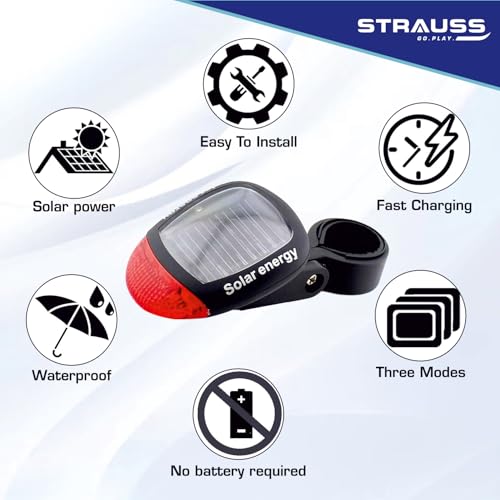 Strauss Bicycle Solar LED Tail Light (White) | Waterproof Rear Bike Light with 3 Light Modes | Cycling Safety Light with Fast-Charging| Ideal for Road, Mountain, and Commuter Bikes 2 41jgGB7jiGL