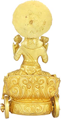 Statue Surya laiton objet decoration indienne char 7 chevaux divinité hindoue