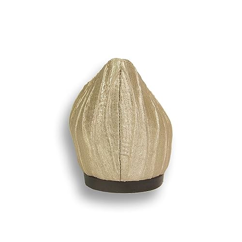 Fuzzy Lizzy (FT6012) Women Wide Width Casual Flats Skimmer Metallic with Glitter Everyday Shoes Gold 84