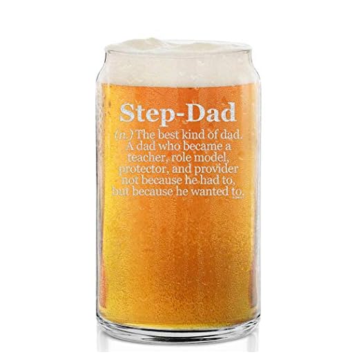Shop4Ever Step-Dad Definition Engraved Beer Can Glass Father's Day Gift for Stepdad Bonus Dad