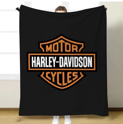 Harle Davidson Blanket Motorcycle Davidson Super Soft Flannel Fleece Throw Blankets for Bed Sofa and Couch Cool Motorcycle Gifts for Men (50