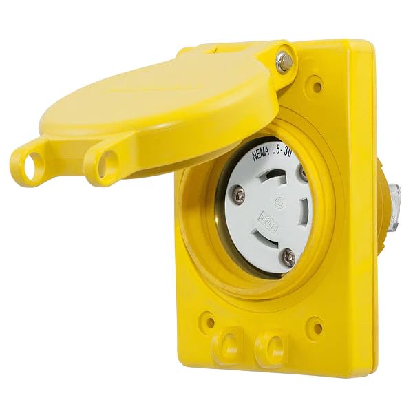 30A Watertight Locking Receptacle 2P 3W 125VAC, Mfr: HBL69W47-A