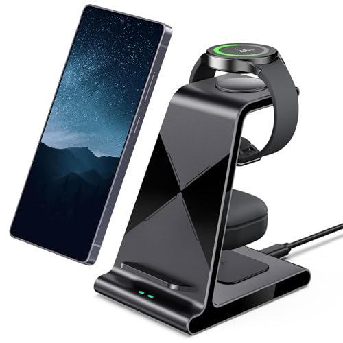 Image of Phelinta Wireless Charger for Samsung S25 Ultra, Charging Station for S25 /S24 Ultra /S24+ /S24 /S23 /S22 /Note 20 /Z Flip 6 /Fold 6, for Galaxy Watch Ultra /7 /6 /5, Galaxy Buds 2 Pro /Pro (No Adapter), Black