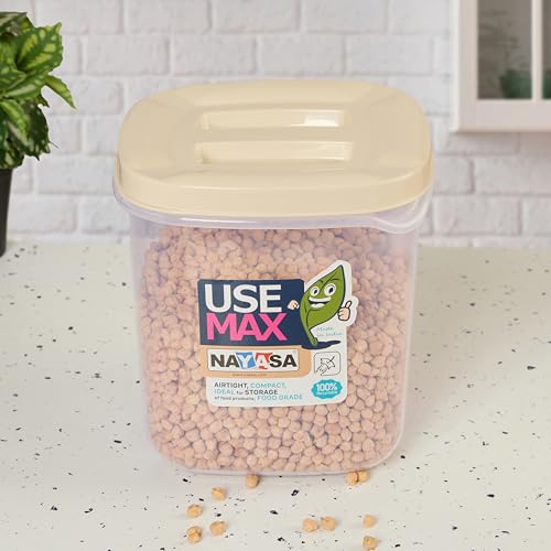 Image of Nayasa Use Max Container (5 Ltrs, 7.5 Ltrs, 10 Ltrs) BPA Free Food Grade Airtight Kitchen Storage Stackable Containers- Set Of 3, Beige