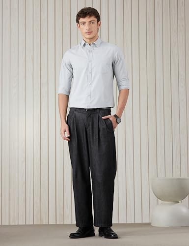 Image of Amazon Brand - Symbol Men's Solid Slim Fit Cotton Casual Shirt | Plain | Full Sleeve | Summer (Available in Plus Sizes)