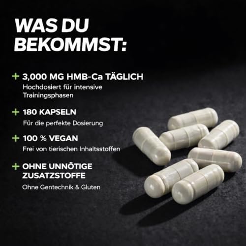 PharmaLethics HMB - 180 Kapseln hochdosiert - 3.000mg - Supplement - Nahrungsergänzungsmittel - beta-hydroxy-beta-methylbutyrat - vegan