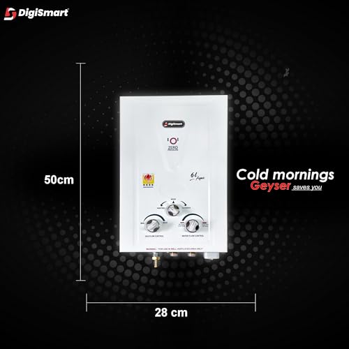 Image of DIGISMART Instant 6 Ltr. Gas Water Heater Copper Tank with Anti Rust Coating ISI Approved to Saves Your Geyser from Corrosion by Water Aqua (Ivory)