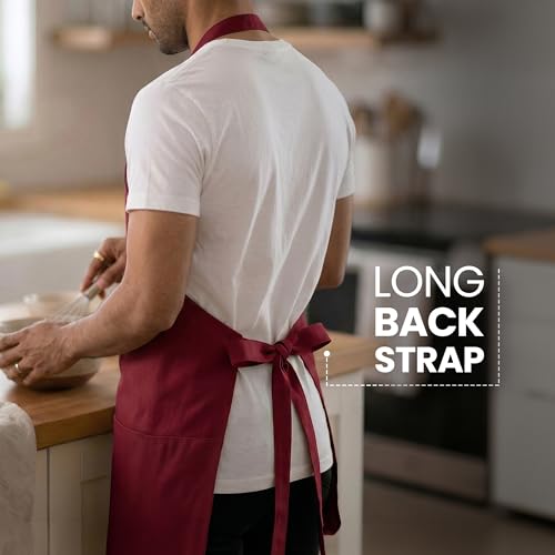 Image of Yellow Weaves Cotton Canvas Printed Kitchen Apron with Large Pockets, Cooking Apron for Men & Women, Durable Chef Apron for Cooking, Barista, Restaurant, Cafe Kitchen Apron