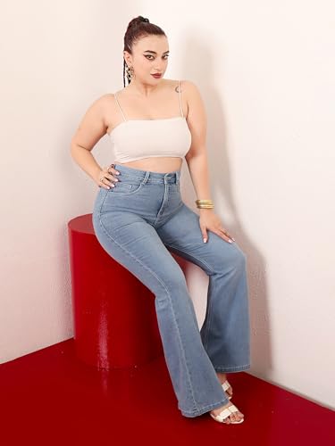 Image of Miss Chase A+ Women's Bootcut High Rise Regular Length Stretchable Denim Jeans