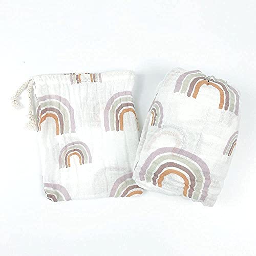 Image of Dreams from the Big City Boho Nursery Decor Cotton Muslin Crib Sheet for Babies and Toddlers - Modern, Gender Neutral, Bohemian Fitted Sheet (28" x 52" x 9") - Rainbow Crib Mix