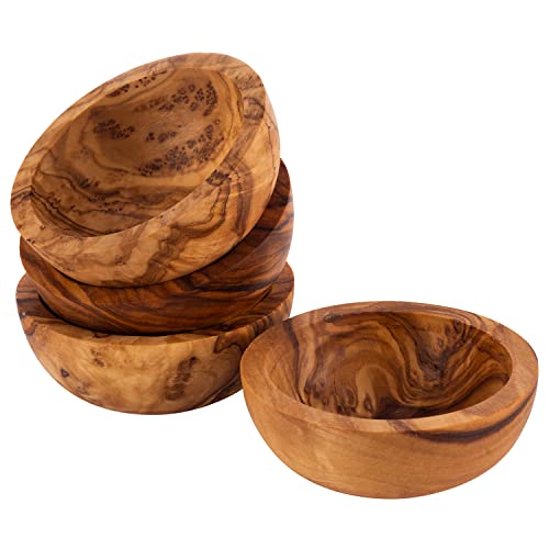 APS 1024 - Set di 4 ciotole in legno d'ulivo, Ø 6 cm, altezza: 2 cm (ogni parte è un pezzo unico. Il colore e le venature possono variare) - immagine 5