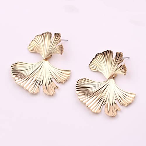 Ginkgo Leaf Earrings For Women, Cute Flower Petal Earrings For Girls, Bohemian Floral Petal Dangle Earrings Hypoallergenic, Hawaiian Flower Drop Earrings, Fall Leaf Earrings Studs, Ginkgo Flower Leaf Jewelry Gifts Funny Earrings (Gold) #TOP3