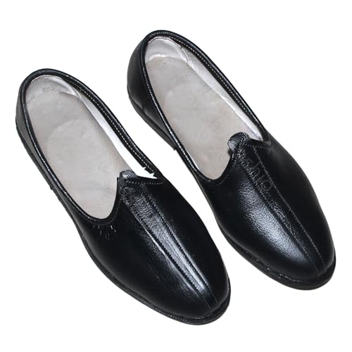 Divyanshu Fashion Enterprises Punjabi Jutti Men Leather, Men's Ethnic Footwear Perfect for Men's Casual, Ethnic Wear Black-730