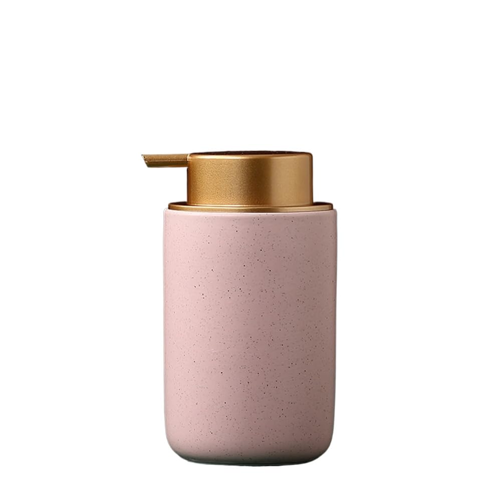 VONCYKI Bathroom Emulsion Bottles, Ceramic Soap Dispenser, Shampoo Bottle, Home Hotel Hair Conditioner Empty Refill Sub-Bottle, 400ml travel bottles for toiletries (3pcs pink 1)