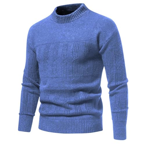 Mens Crewneck Pullover Sweater Long Sleeve Outdoor Knitted Wool Sweater Tops Mens Crewneck Pullover Sweater (Blue, XXXL)2