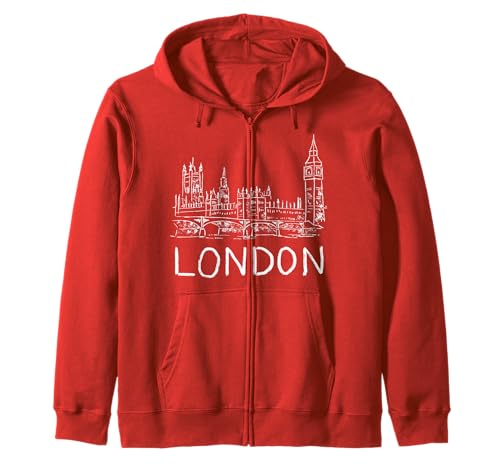 London White Unique Hand Drawn Art Zip Hoodie