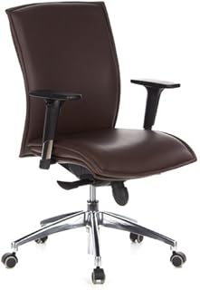 hjh OFFICE 600140 silla ejecutiva MURANO 10 cuero marrón oscuro con brazos sillón de oficina con ruedas silla giratoria