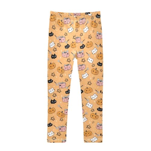senya Girls Printed Leggings Yoga Pants Pumpkin Magic Book Pattern for Kids in 4t to 10 Years, 4T