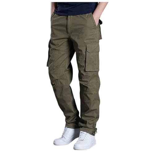 Cargo Pants for Men Full Elastic Waist Twill Relaxed Fit Work Pant Lightweight Workwear Pull On Trousers with Pockets
