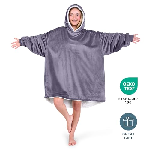 Image of Bare Home Wearable Blanket Hoodie - Soft Plush Sherpa - Warm and Cozy - Oversized Wearable Blanket