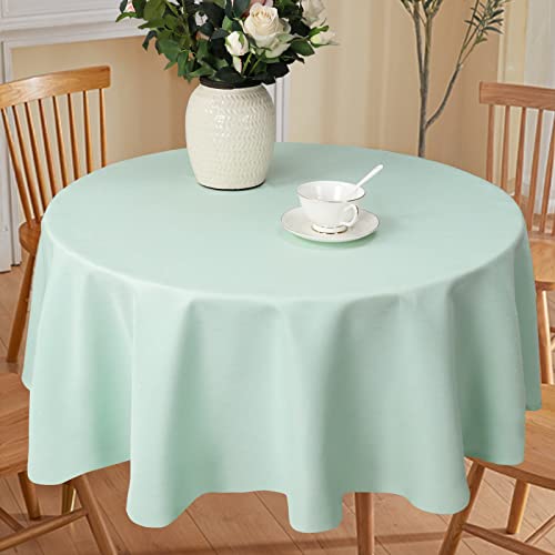 Jucfhy Round Table Cloth,Linen Rustic Tablecloth Heavy Duty Fabric,Stain-Proof,Water Resistant Washable Table Cloths,Decorative Round Table Cover For Kitchen,Holiday(60 Inch Round,Light Blue) #TOP1