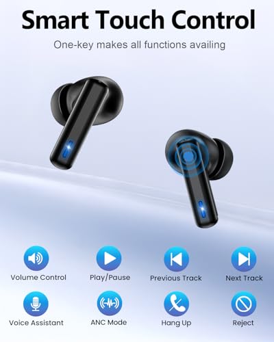 Image of ZIUTY Bluetooth 5.3 Headphones, in-Ear Wireless Earbuds, 55H Playtime HiFi Sound Quality, Active Noise Cancellation, Ebony