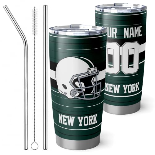 Image of New York J Tumbler 20oz Travel Mug Gifts Custom Name Number