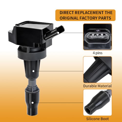 Image of Set of 4 UF817 Ignition Coil Packs and Spark Plugs Compatible with 2016 2017 2018 2019 2020 Kia Optima Forte5 Seltos Forte Soul Hyundai Kona Sonata Elantra GT Tucson Veloster 1.6L Replace# 273012B120