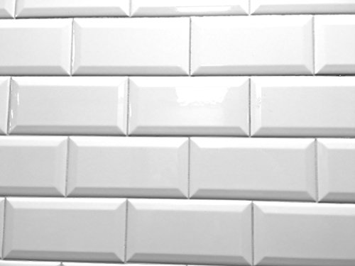 3X6 White Glossy Finish Beveled Ceramic Subway Tile Shower Walls Backsplashes #TOP1