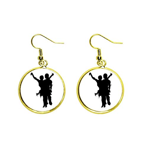 Pendientes de baile dorados largos tipo drop earring de moda mujer con silueta