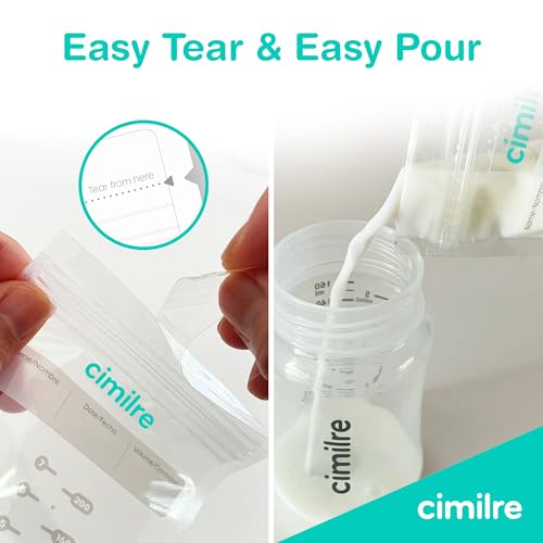 Breast Milk Storage Bags by Cimilre, Leak-Proof Breastmilk Storage Bags, Freeze Flat or Standing, 7 oz. Bags (120 Pack) - Image 3