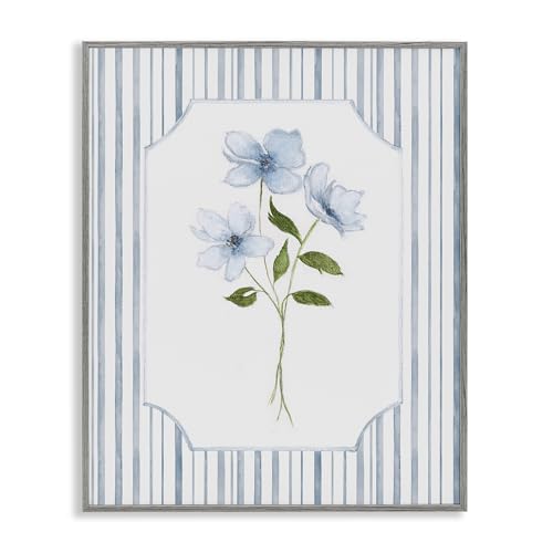 'Soft Blooms & Stripes'| Framed Giclee Art