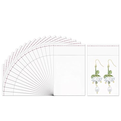 300 bolsas de celofán transparentes adhesivas de 7,6 x 10,16 cm, pequeñas bolsas de celofán, bolsas de celofán, para joyas, pendientes, dulces, panadería, vela, jabón y galleta