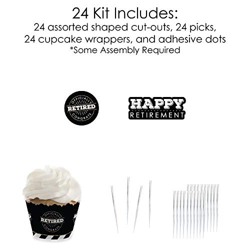 Happy Retirement - Cupcake Decoration - Retirement Party Cupcake Wrappers And Treat Picks Kit - Set Of 24 #TOP3