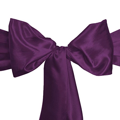 LinenTablecloth Satin Sash (10-Piece) Eggplant