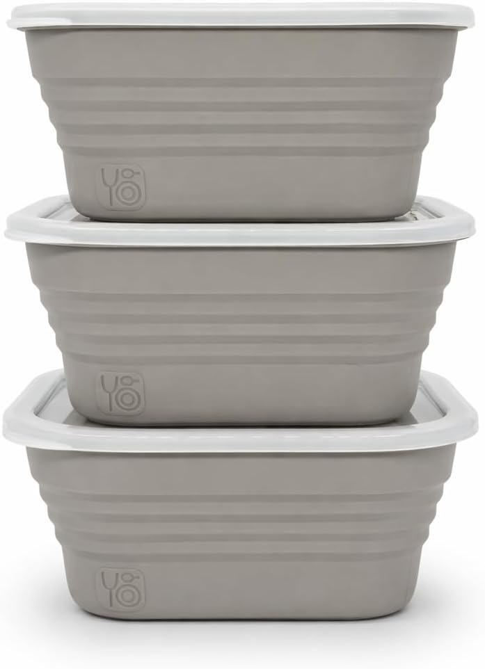 Pizza Dough Proofing Containers Set of 3, Collapsible 40 oz Dough Box