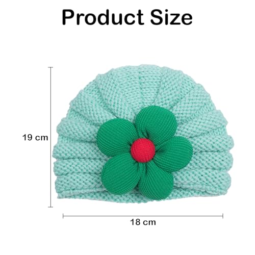 Image of SYGA Baby Cap Flower Wool Warm Knitted Streachable Hat Infant Toddler Baby Cap 0-3 Years