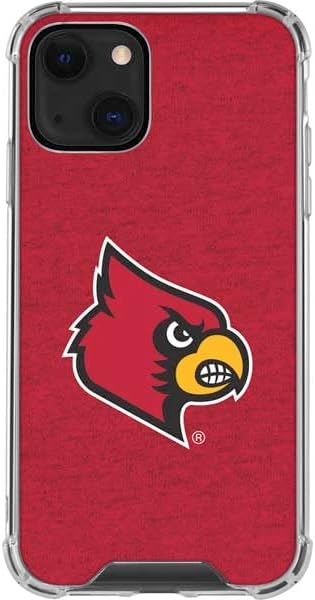 Skinit Clear Phone Case Compatible with iPhone 13 - Officially Licensed University of Louisville Red Background Design