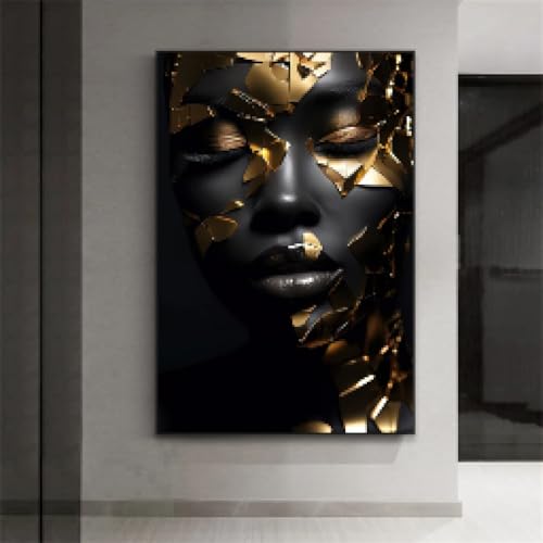 Toile femme africaine noire et dorée poster parfait pour décor de chambre