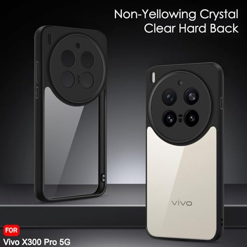 Image of TheGiftKart Hybrid Shockproof Back Cover Case for Vivo X300 Pro 5G | Camera Protection Module | Hard Back Cover for Vivo X300 Pro 5G (PC & TPU, Transparent Clear Back, Black Sides)