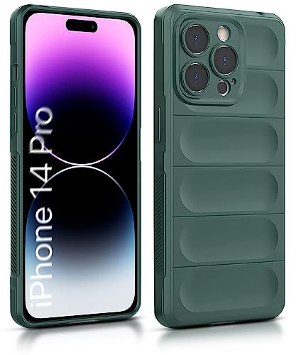 Image of WOW IMAGINE Ultimate Silicon Back Cover Case for Apple iPhone 14 Pro | Military Grade Drop Protection Shockproof Bumper | Anti-Slip Grip | Scratch Proof Micro-Fibre Cloth Inside (Forest Green)