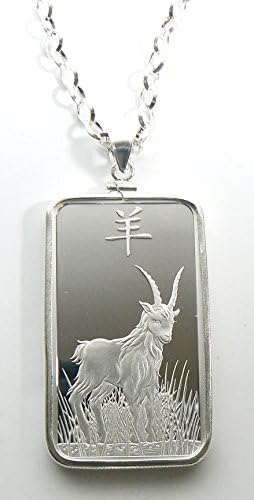Sterling Silver 925 Necklace Bezel Chain with Solid Silver Bar 999 GOAT