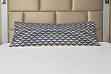 ABAKUHAUS Submarino Funda para Almohada de Apoyo, Pictograma Modelo océano, con Estampa Digital Decorativa Apta Lavadora, 53 x 137 cm, Mostaza y Azul Persa