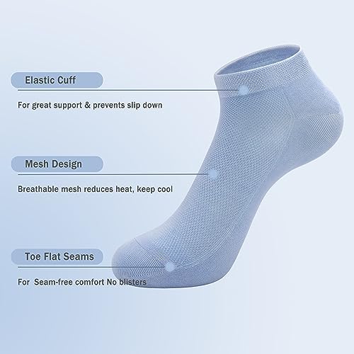 Image of SERISIMPLE Ultra-Thin Comfort Viscose Bamboo Mesh Ankle Socks for Women -Breathable Lightweight Low-Cut Socks 5 Pairs